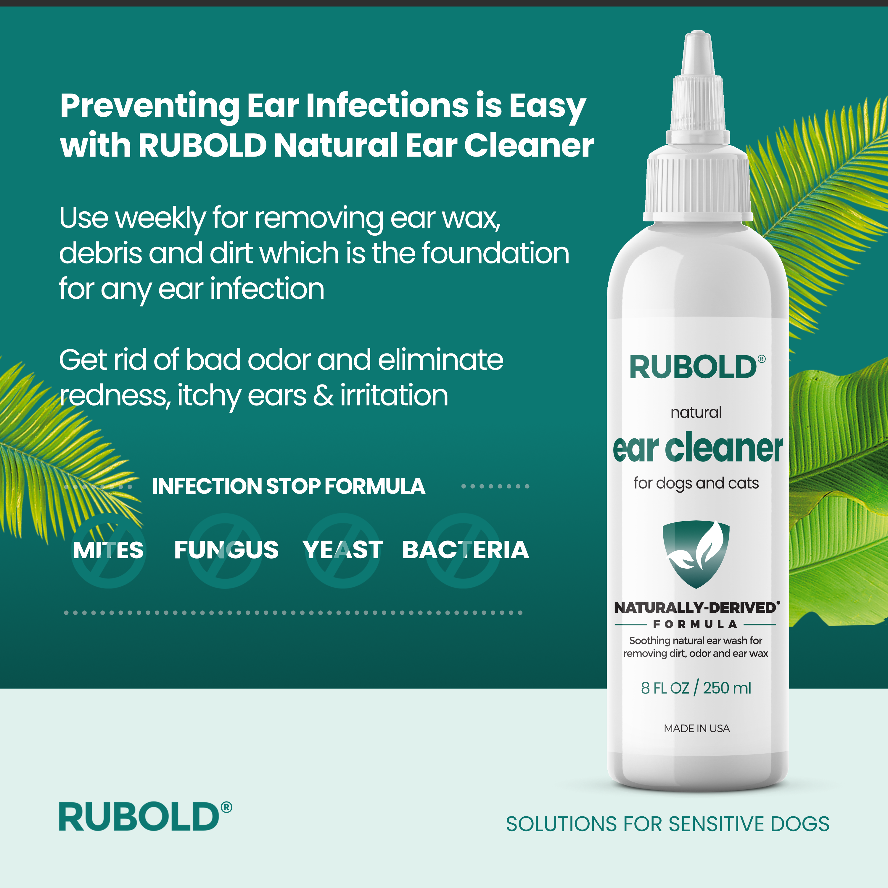 Natural Ear Cleaner for Pets - RUBOLD Dog Products for Pet Parents